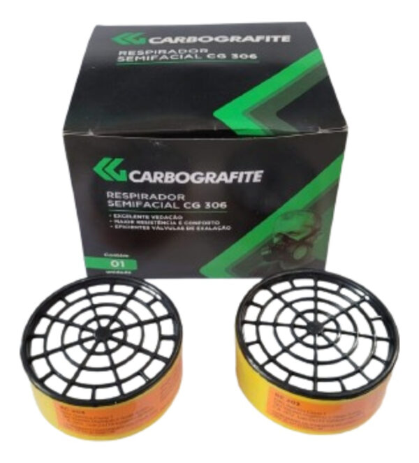 respirador semi facial cg 306 c/2 filtros rc203 (kit c/2) carbografite
