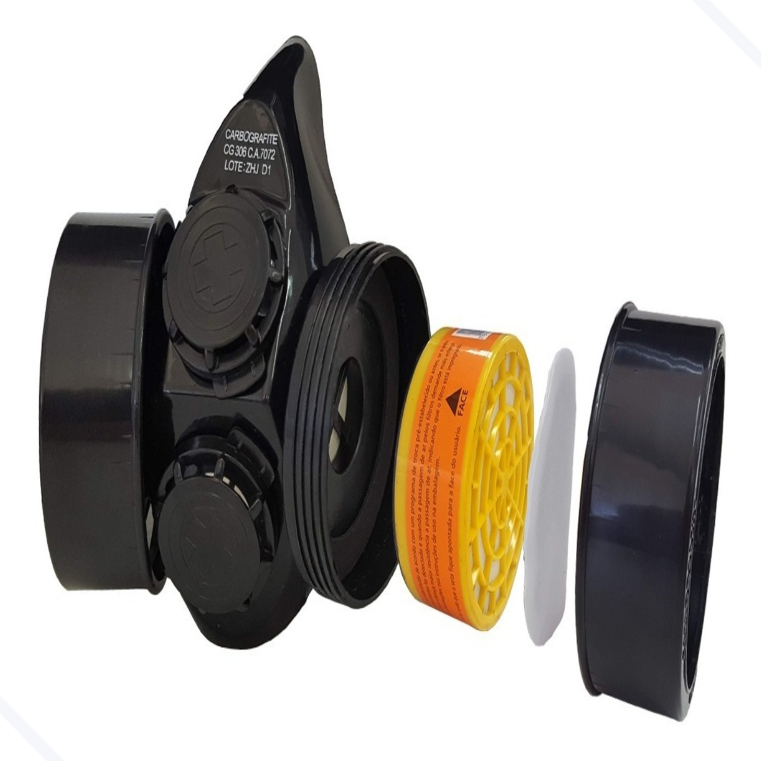 respirador semi facial cg 306 c/2 filtros rc203 (kit c/2) carbografite