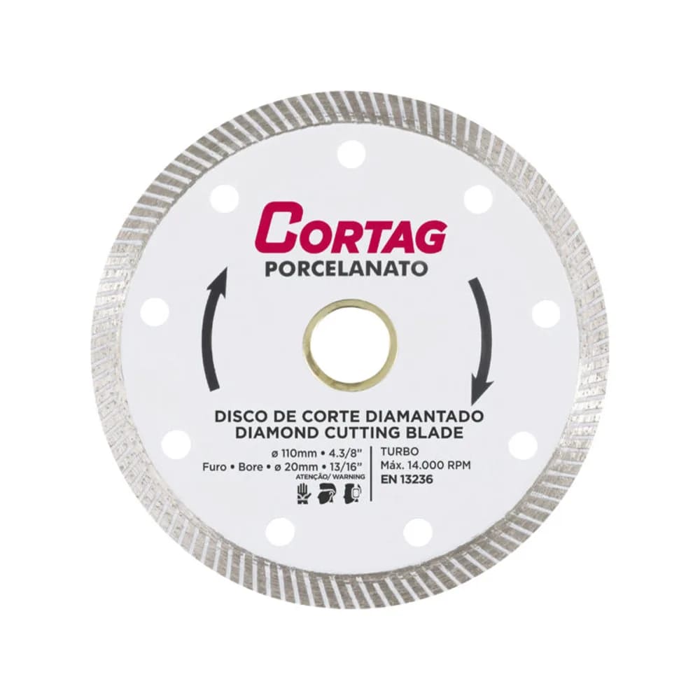 disco de corte diamantado porcelanato turbo 110mm cortag