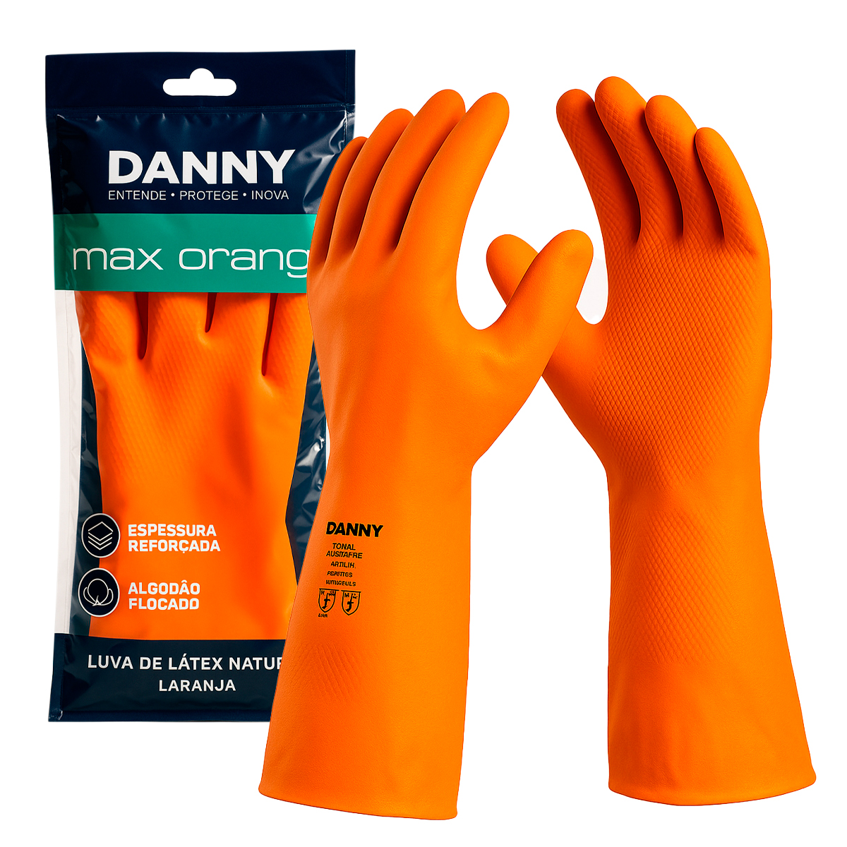 luva látex espessura reforçada max orange danny ca 11286