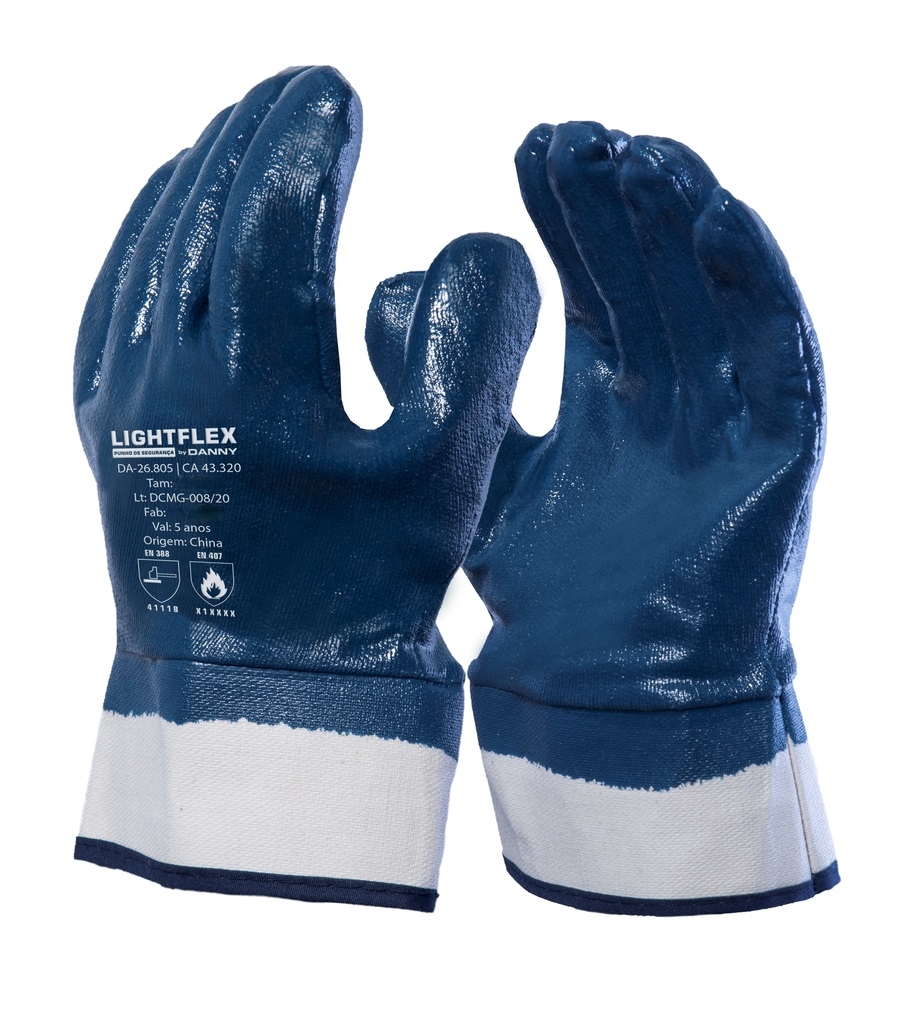 luva punho de segurança lightflex azul danny