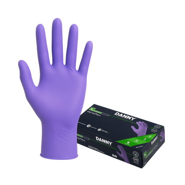 luva nitrílica sensiflex flex roxa c/ 100 un danny ca 45458